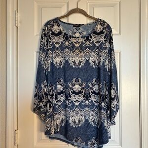 Cocomo Navy and White Ornate Blouse